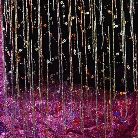 NastyGal Tassel Beaded Mini Shift Dress In Black - Picture 16 of 16